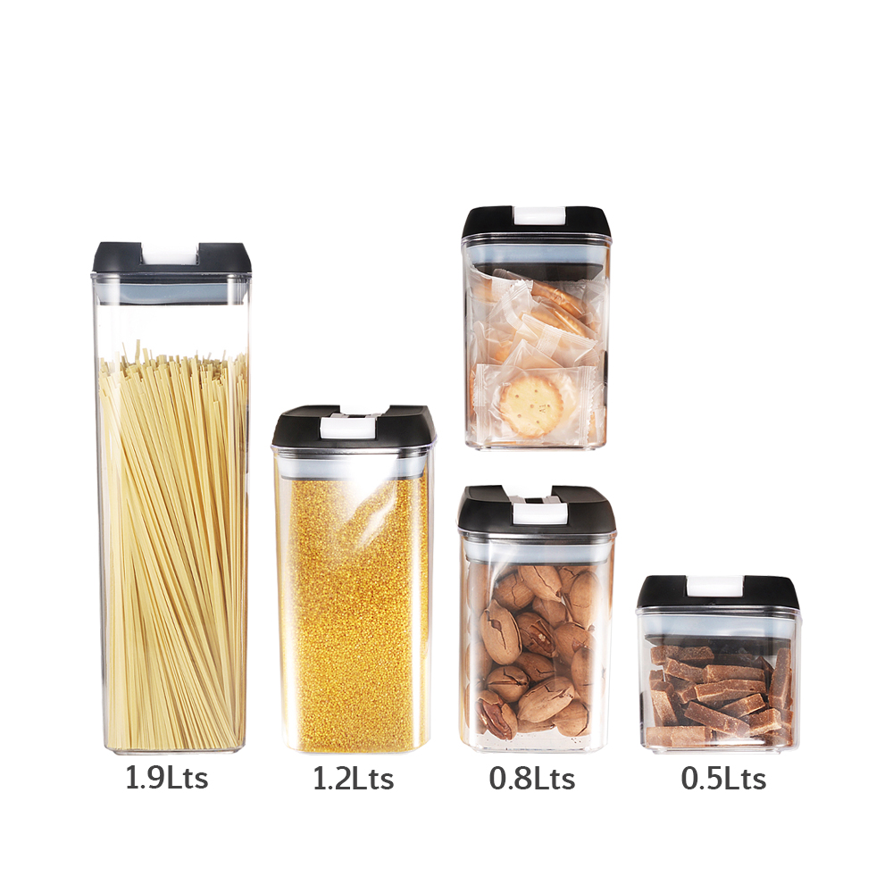 Set de 7 Recipientes Herméticos para Almacenar Alimentos con Etiquetas Personalizables y Cucharas Medidoras