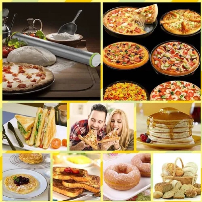 Rodillo De Harina De Acero Inoxidable Ajustable Con Regla.