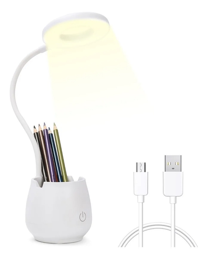 Lámpara Led De Escritorio Usb Recargable Con Portalapices