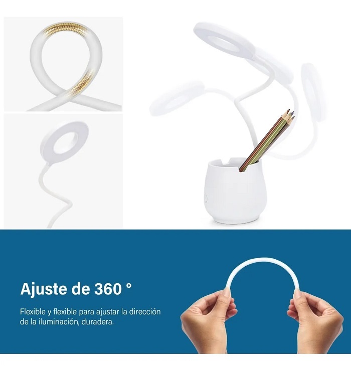 Lámpara Led De Escritorio Usb Recargable Con Portalapices
