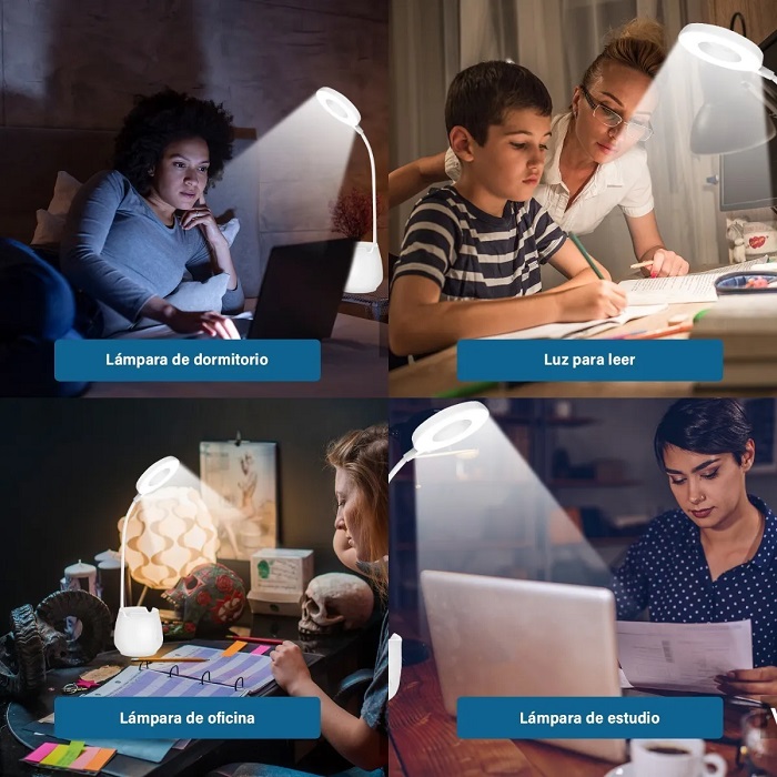 Lámpara Led De Escritorio Usb Recargable Con Portalapices