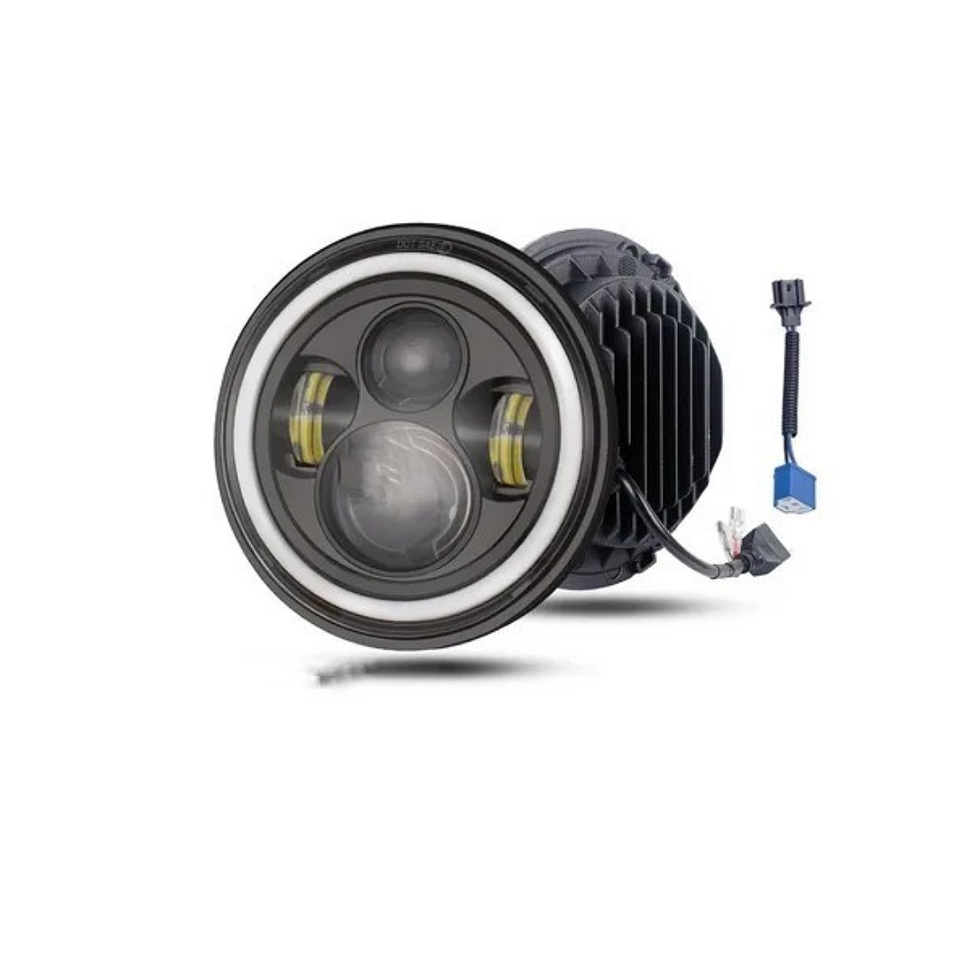 Faro Led 7'' Redondo Jeep/moto | Alto/ Bajo | Ojos De Ángel