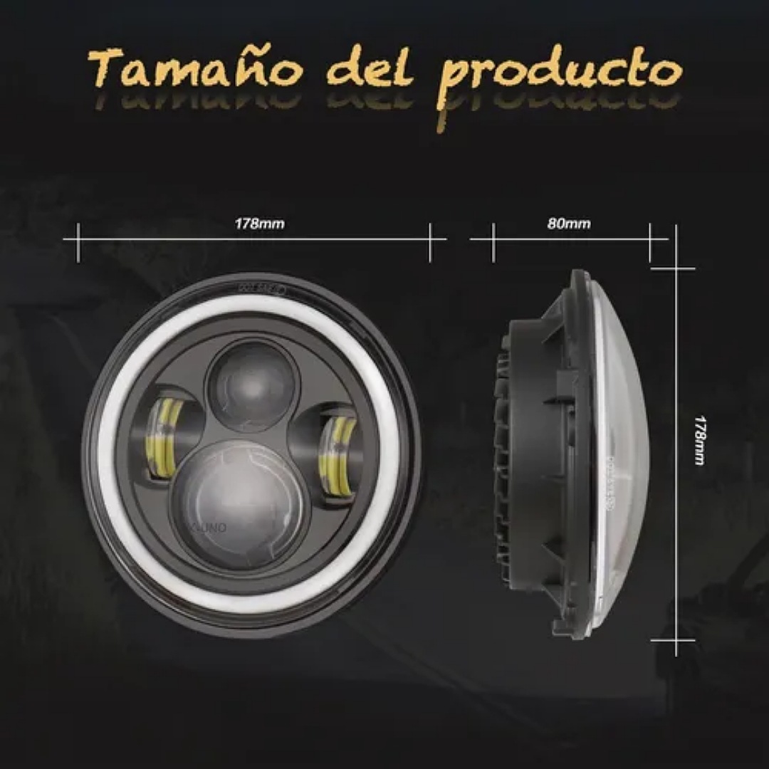 Faro Led 7'' Redondo Jeep/moto | Alto/ Bajo | Ojos De Ángel
