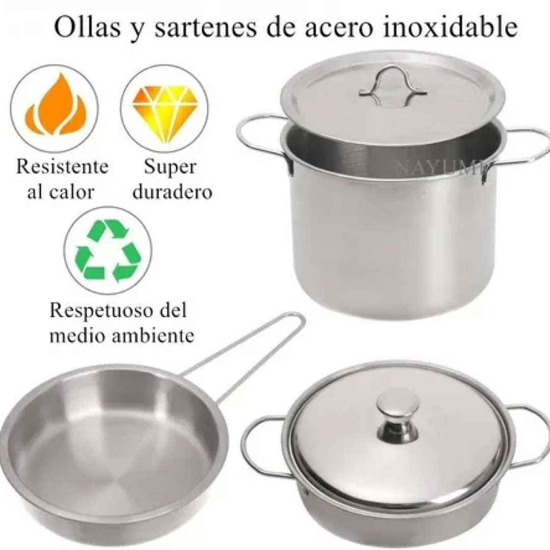 Juguete Utensilios De Cocina Para Niños Con Ollas Y Sartenes