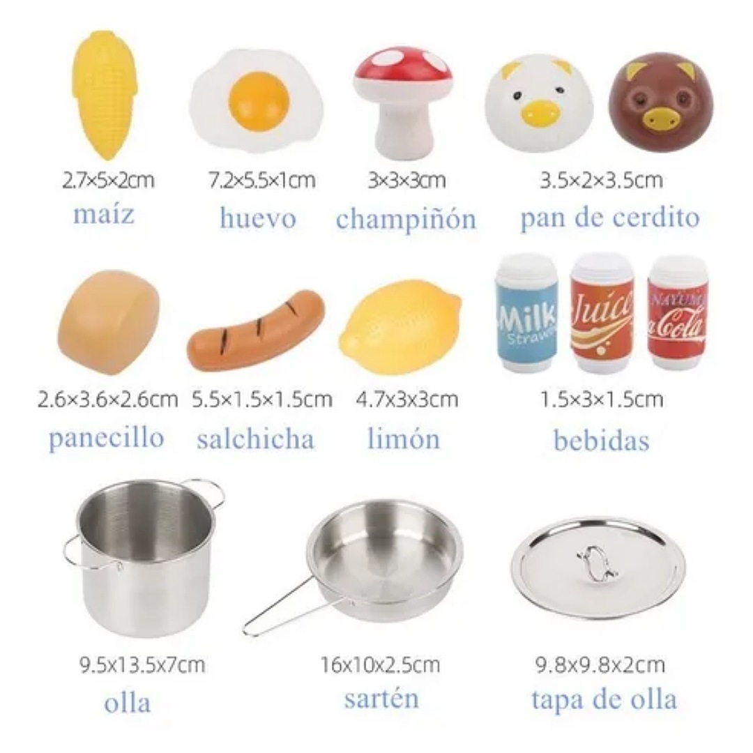Juguete Utensilios De Cocina Para Niños Con Ollas Y Sartenes