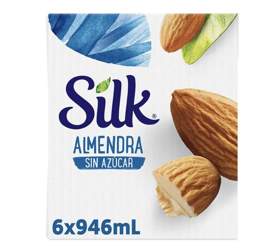 Silk Bebida leche de Almendra sin Azúcar, caja con 6 pzas de 946 ml