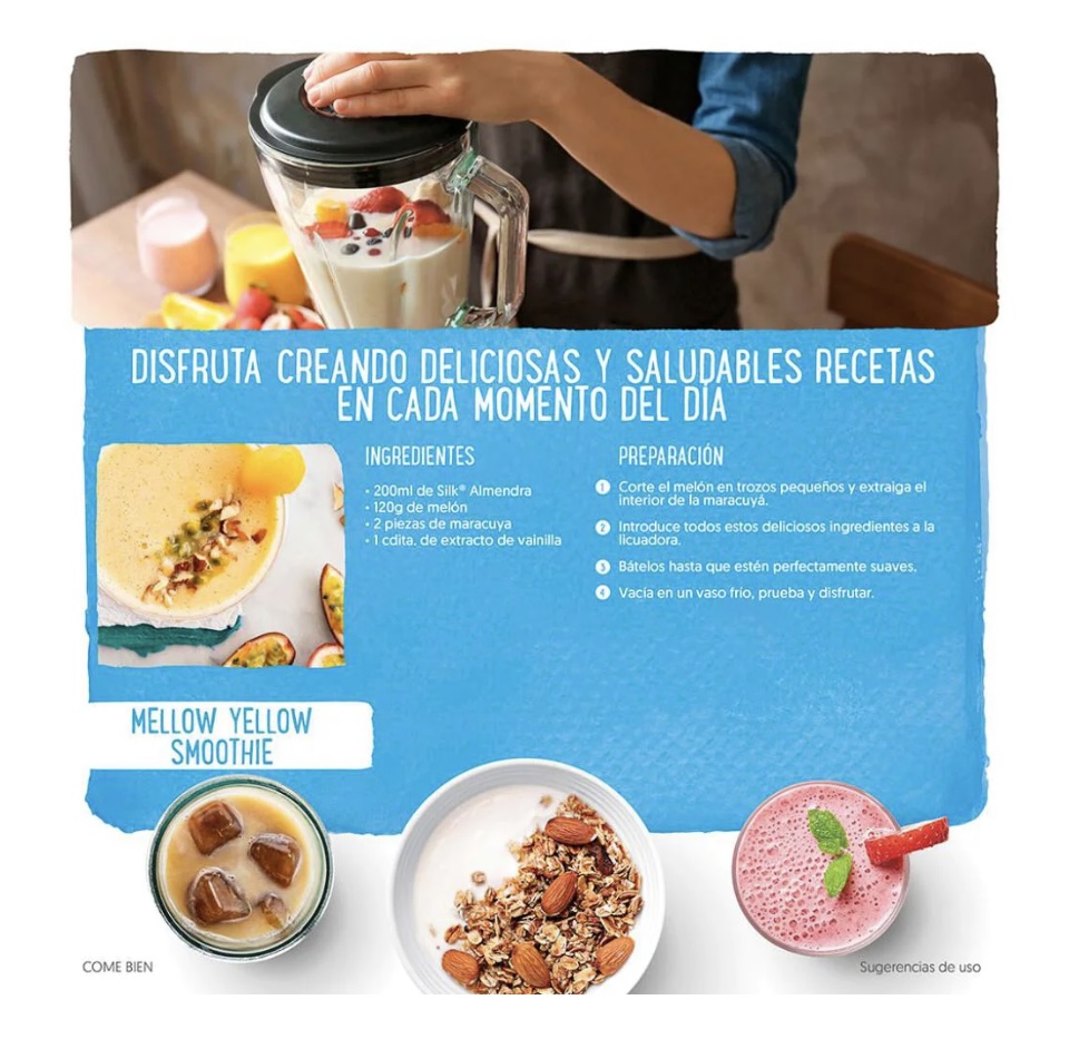 Silk Bebida leche de Almendra sin Azúcar, caja con 6 pzas de 946 ml