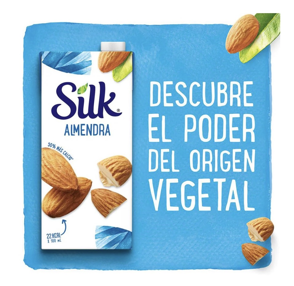 Silk Bebida leche de Almendra sin Azúcar, caja con 6 pzas de 946 ml