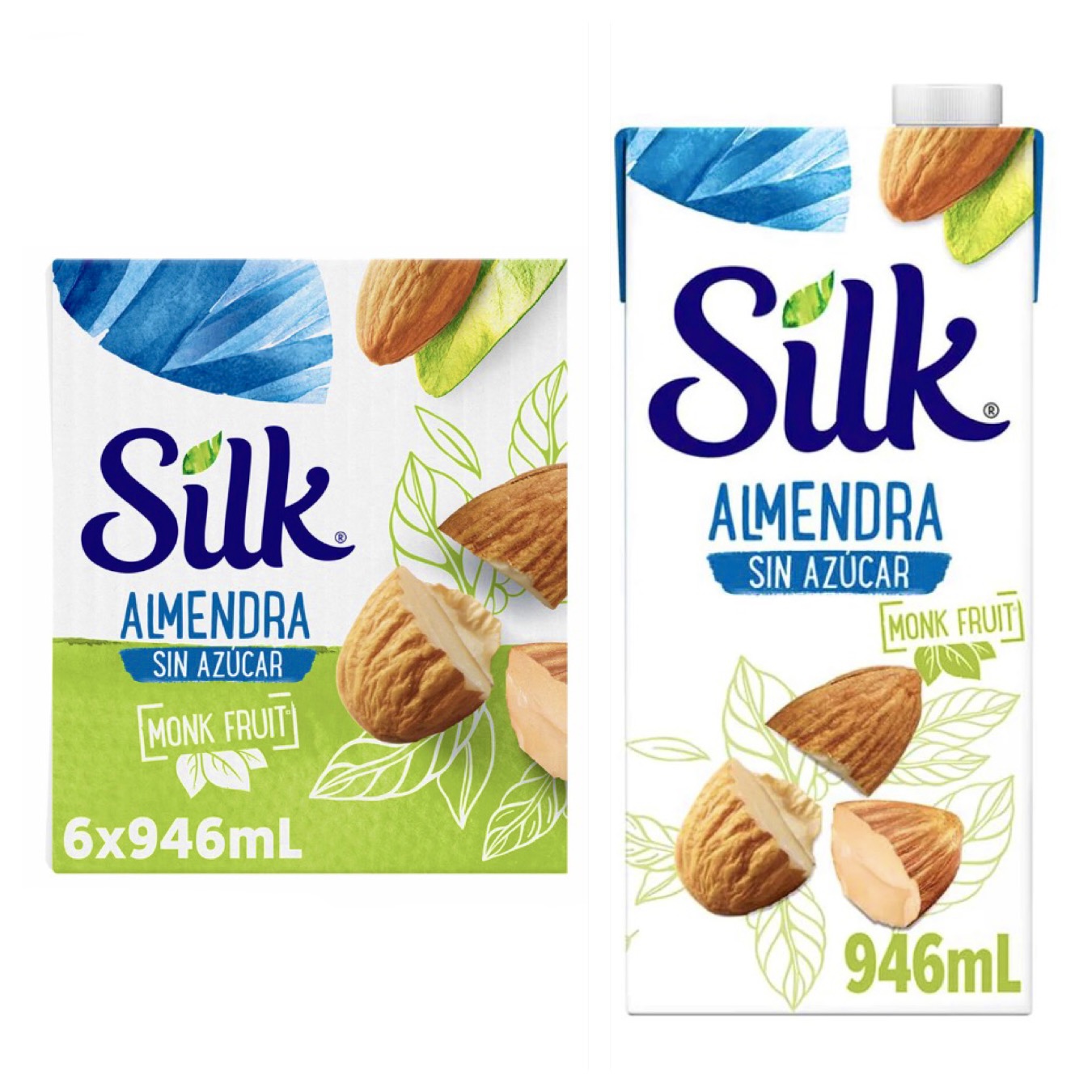 Silk Bebida leche de Almendra Endulzada con Fruta del Monje 6 pzas de 946 ml