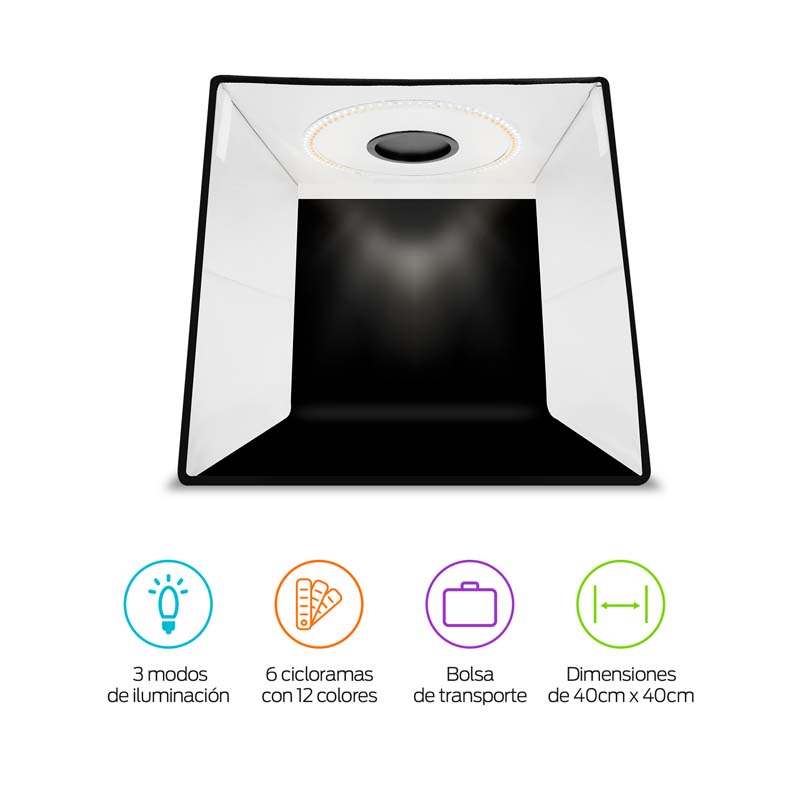 Caja de Luz para Fotografía Redlemon Profesional LED 3 Fondos de Colores