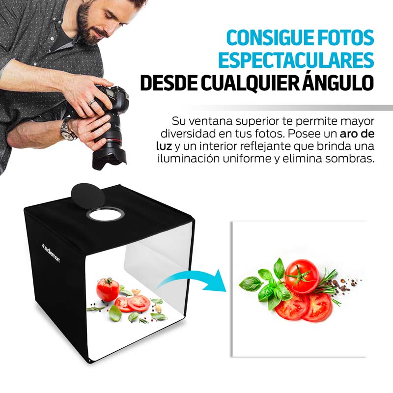Caja de Luz para Fotografía Profesional con Aro de Luz 40x40 cm Redlemon