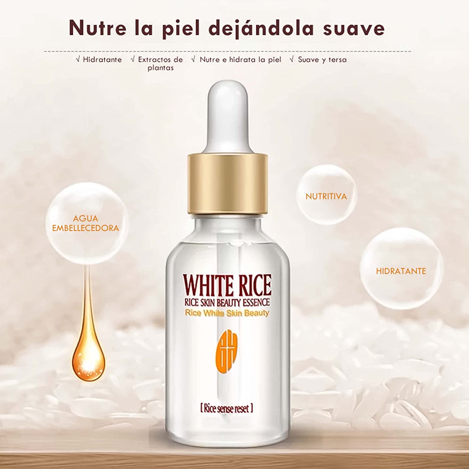 Serum Arroz Hidratante Facial - Acido Hialurónico 15 ml