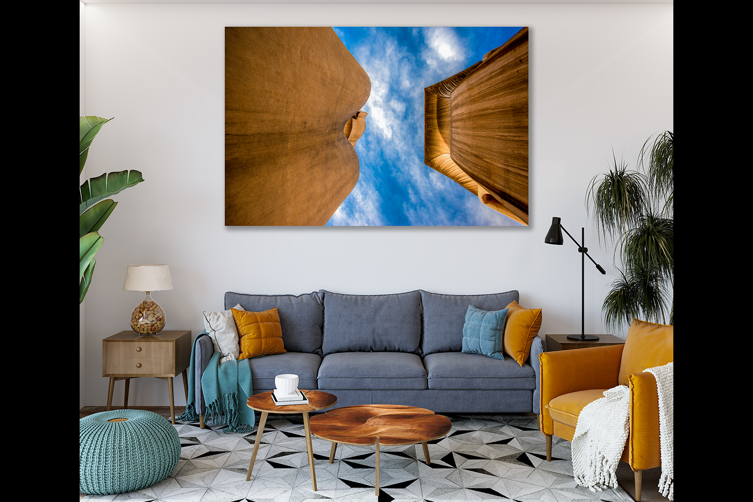 "PHOTO CUADRO" impreso en Aluminio CHROMALUXE tamaño 80x120cm, incluye bastidor de aluminio en el respaldo para colgar con el "Efecto Flotante"