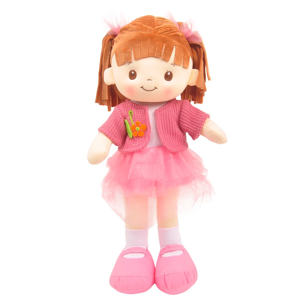 Linzy Toys, 16 Muñeca de Trapo Lorena "Little Sweet Hearts muñeca interactiva Suave de Felpa Rag, Cara Bordada y Ropa extraíble (90960)