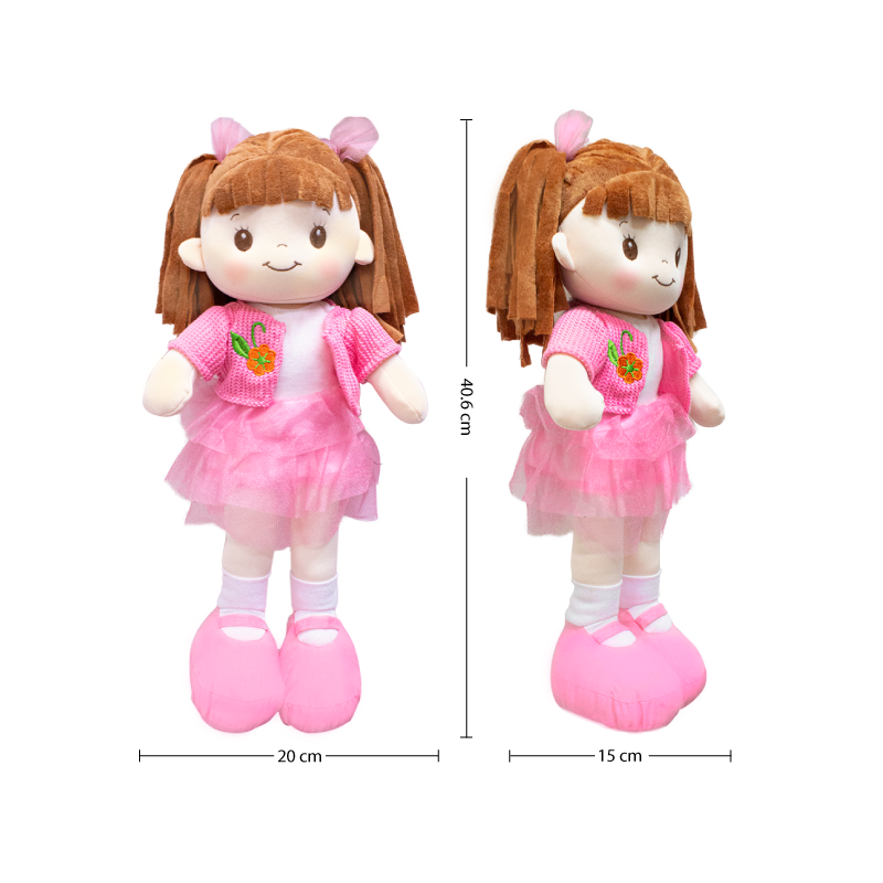 Linzy Toys, 16 Muñeca de Trapo Lorena "Little Sweet Hearts muñeca interactiva Suave de Felpa Rag, Cara Bordada y Ropa extraíble (90960)