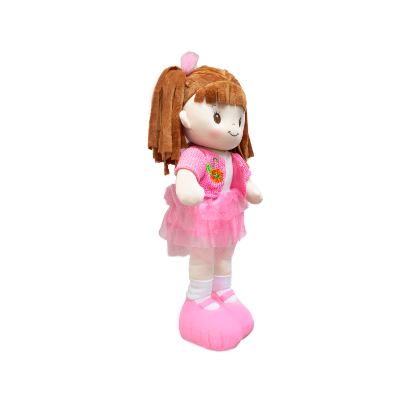 Linzy Toys, 16 Muñeca de Trapo Lorena "Little Sweet Hearts muñeca interactiva Suave de Felpa Rag, Cara Bordada y Ropa extraíble (90960)