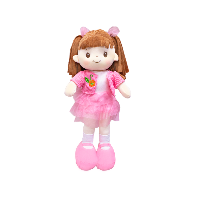 Linzy Toys, 16 Muñeca de Trapo Lorena "Little Sweet Hearts muñeca interactiva Suave de Felpa Rag, Cara Bordada y Ropa extraíble (90960)