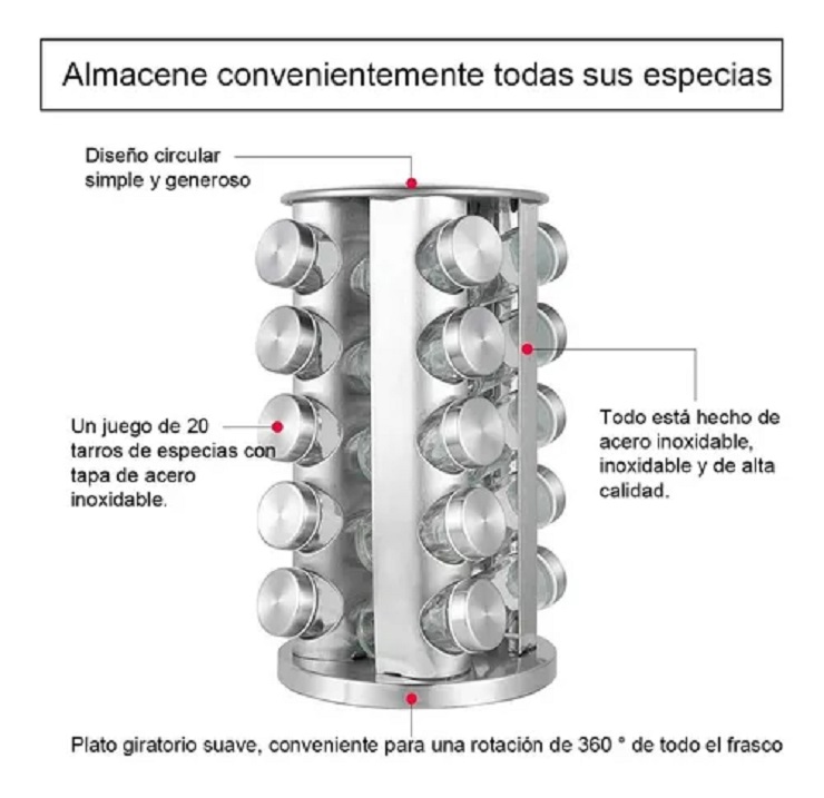 Especiero Moderno 20 Especies Para Cocina 