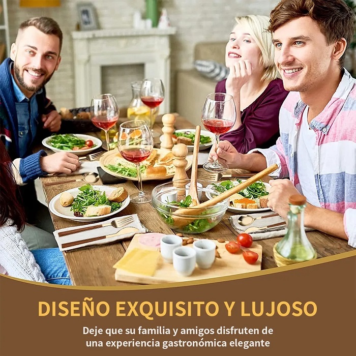 Juego Cubiertos Acero Inoxidable 25 Pzs Dorados