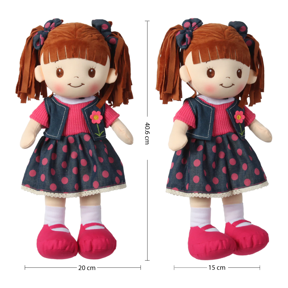 Muñeca De Trapo Ann Vestido De Lunares 40 Cm