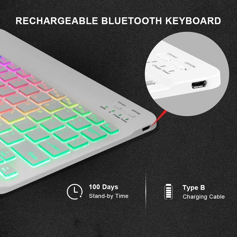 Juego De Teclado Y Mouse Con Led Inalambricos Blanco