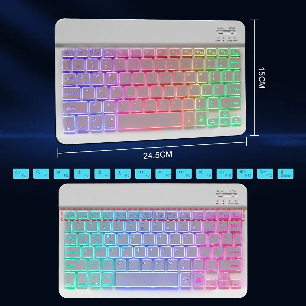 Juego De Teclado Y Mouse Con Led Inalambricos Blanco