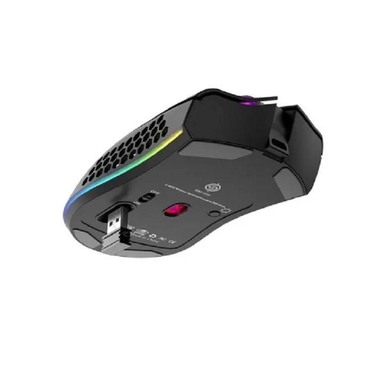Mouse de juego inalámbrico recargable Negro