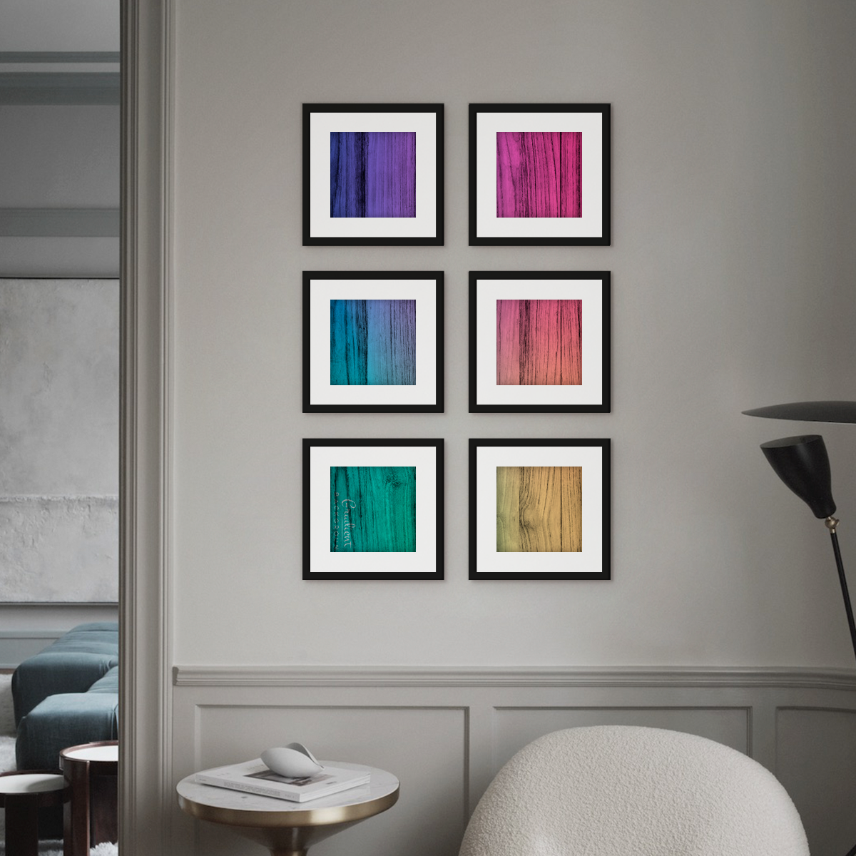 Set de 6 Marcos para fotografias PASPARTÚ FRAMES con vidrio y marialuisa