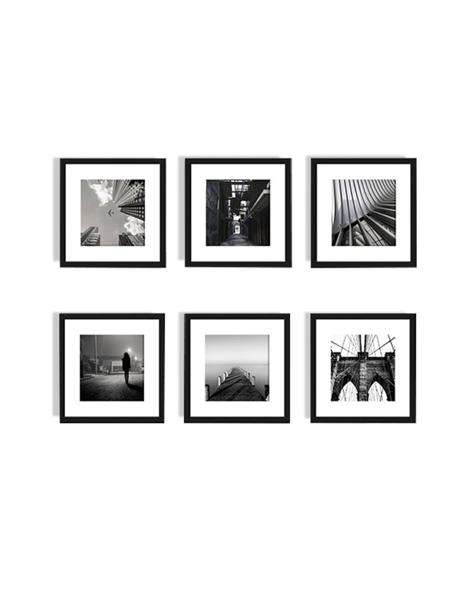 Set de 6 Marcos para fotografias PASPARTÚ FRAMES con vidrio y marialuisa