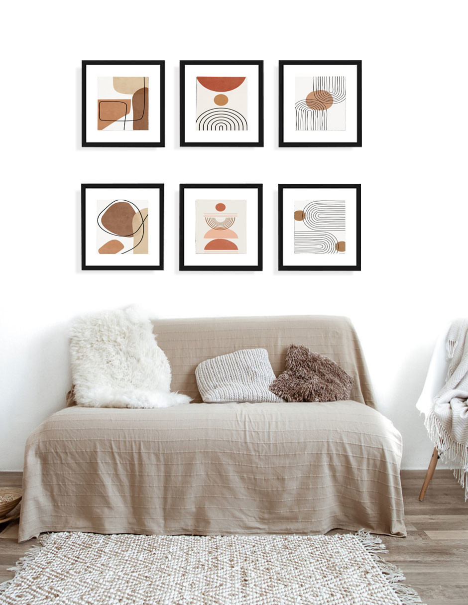 Set de 6 Marcos para fotografias PASPARTÚ FRAMES con vidrio y marialuisa