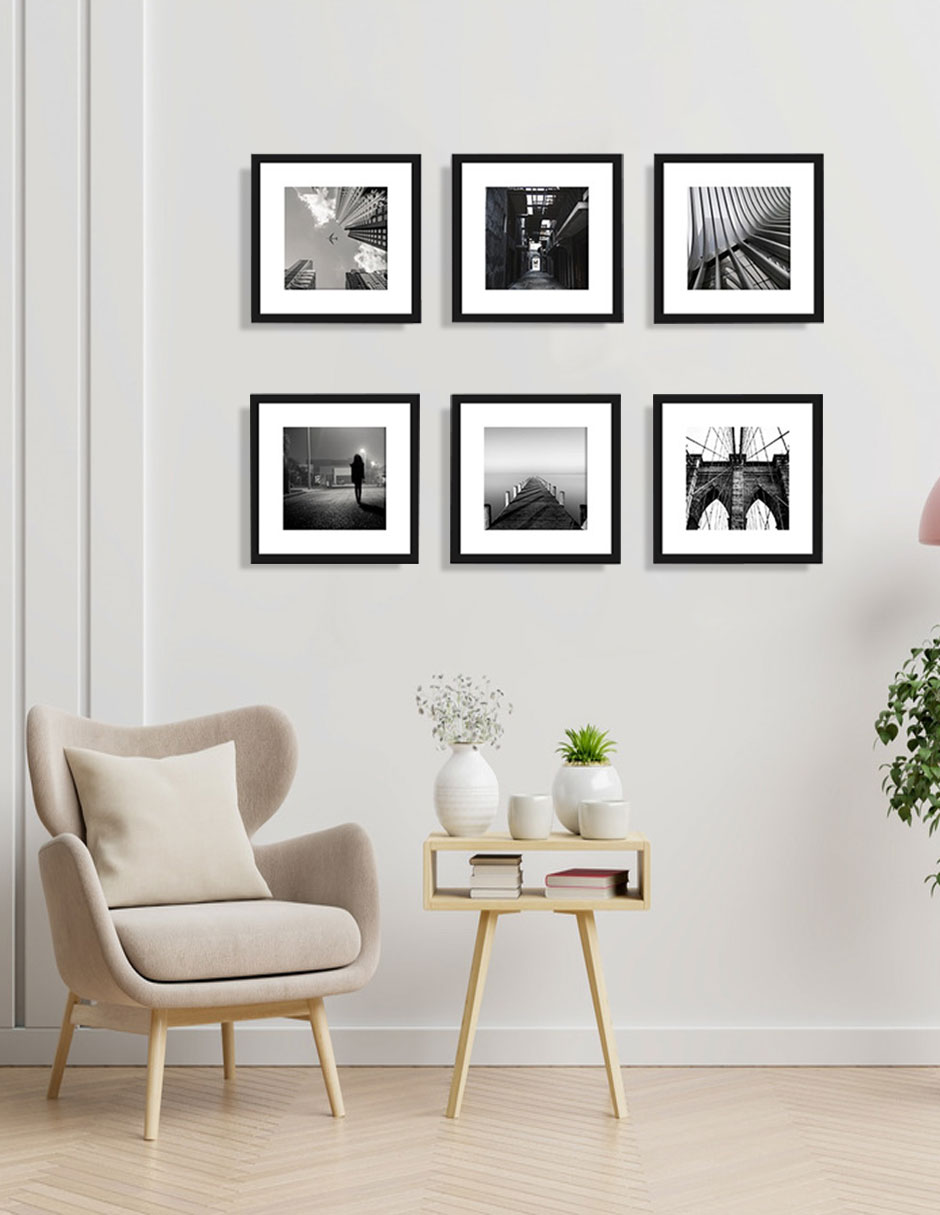 Set de 6 Marcos para fotografias PASPARTÚ FRAMES con vidrio y marialuisa