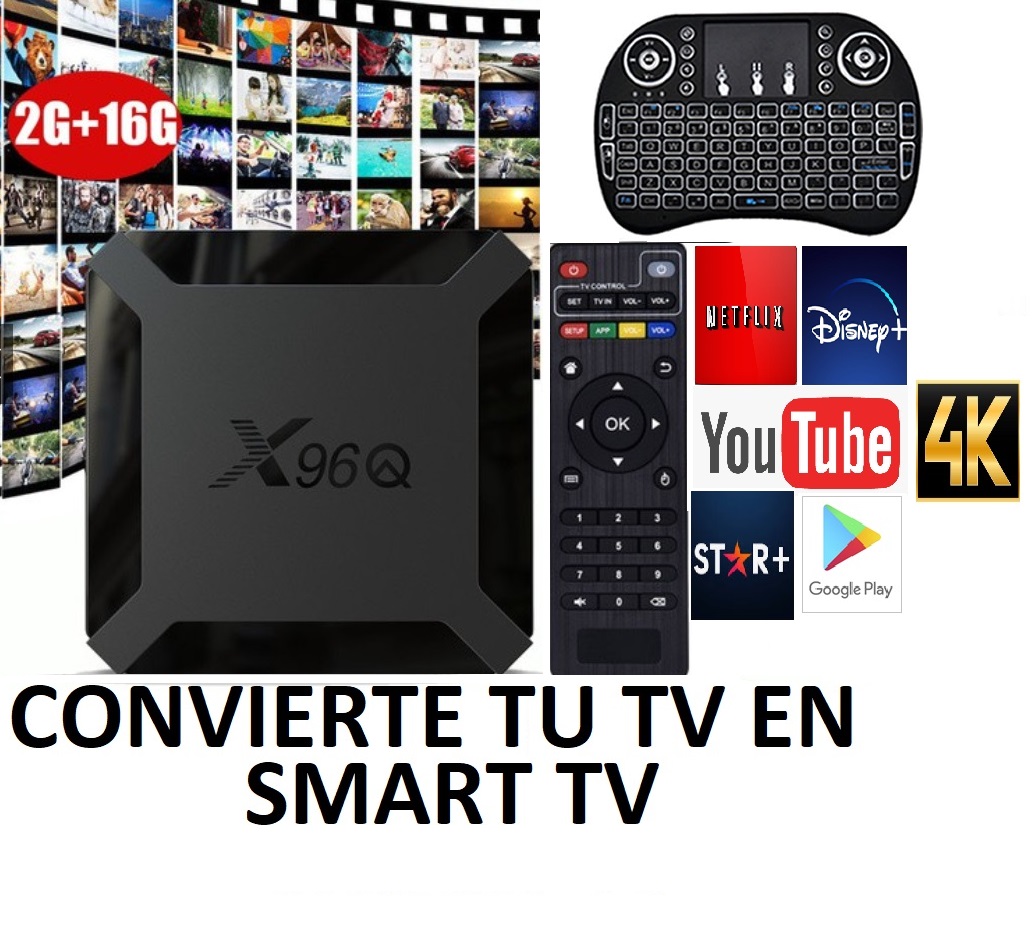 TV Box Convertidor Smart TV 4K con Android 10, RAM 2GB, Alm. 16GB, Wif –  PCDomino