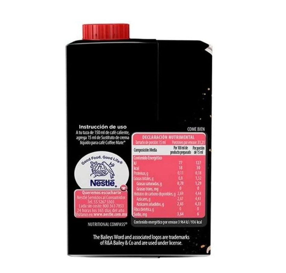 Coffee Mate Sustituto de Crema Líquido para Café Baileys