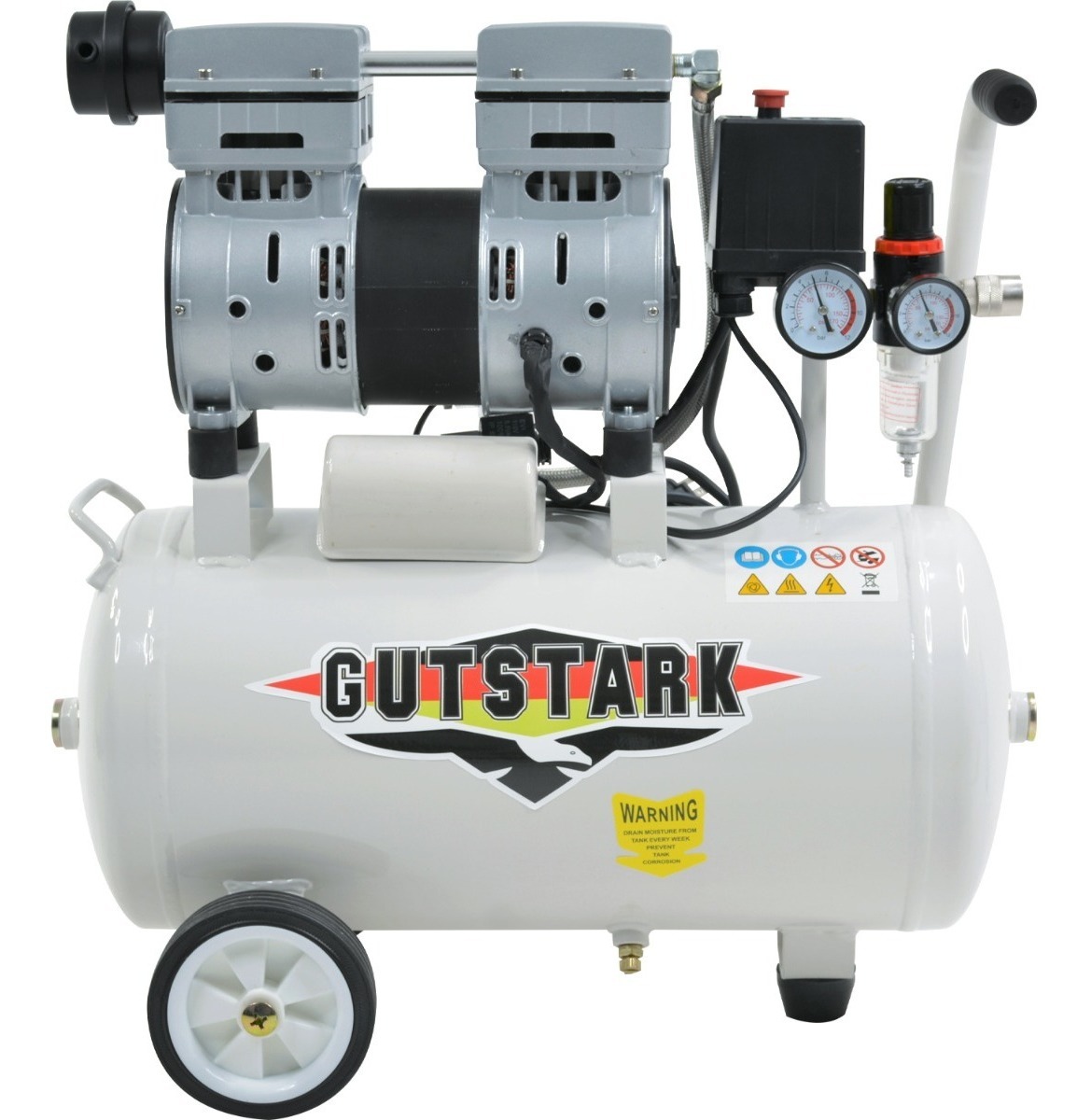 Compresor Aire Electrico Portatil 25L Silencioso 1hp 116 psi  Tanque Portatil Libre de Aceite 2 Pistones Gutstark