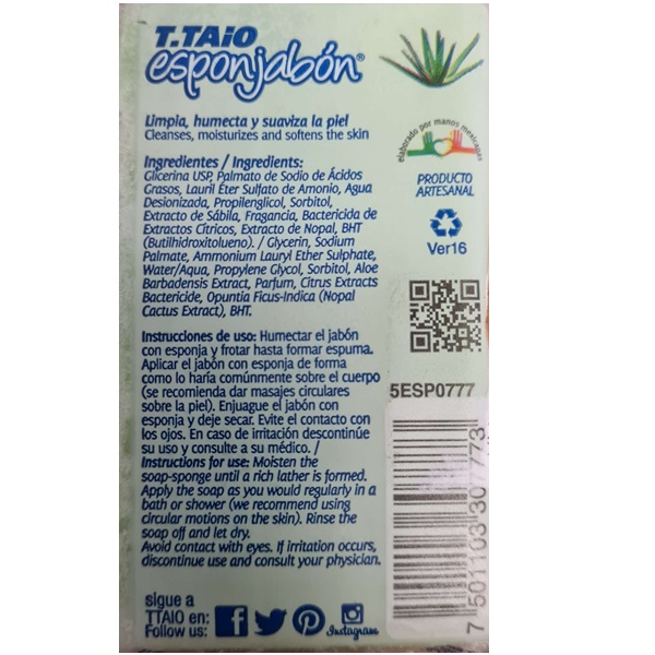 T-taio esponjabón humectante con sábila 6 pack