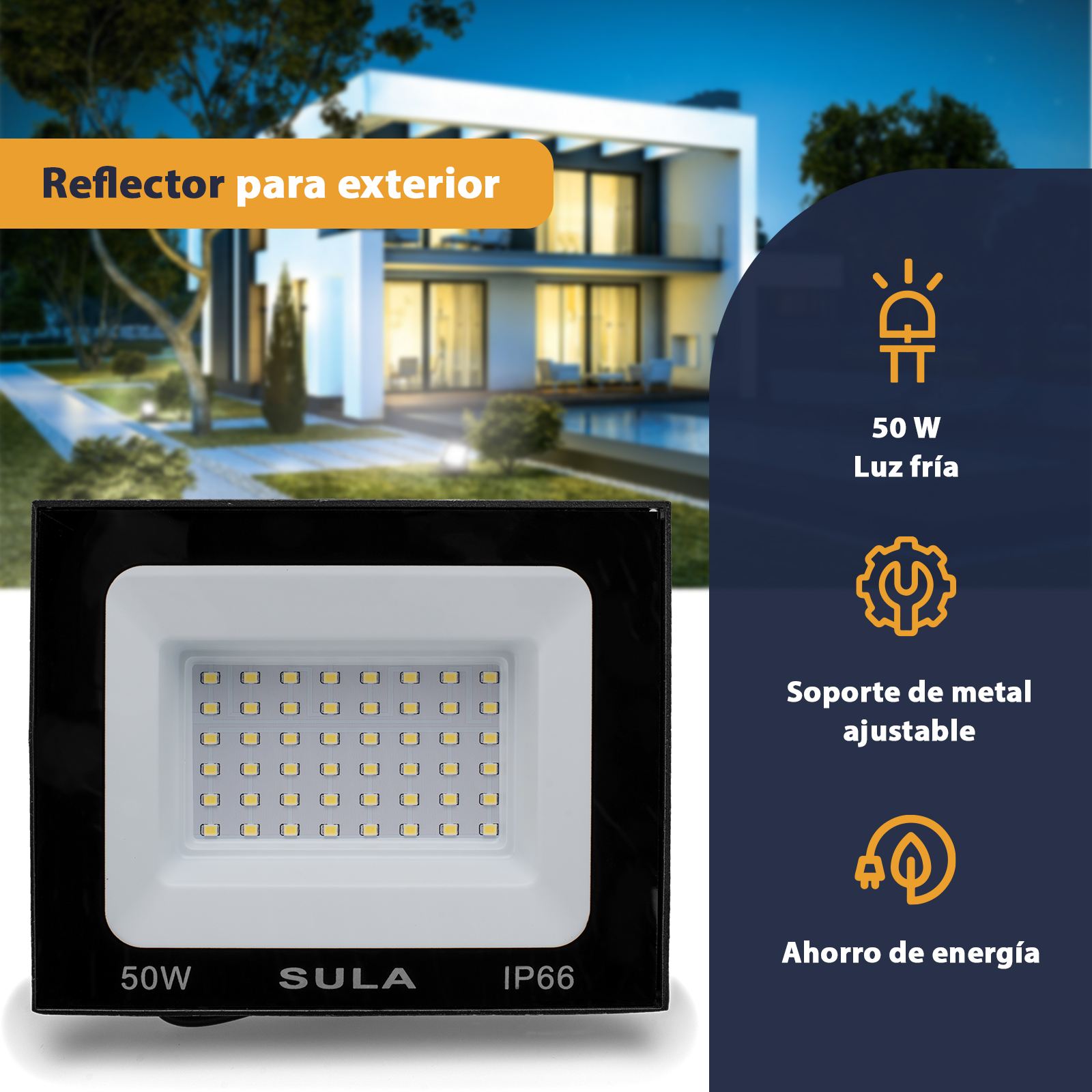 4 Pack Reflector Led Exterior 50W Luz Fría Sula