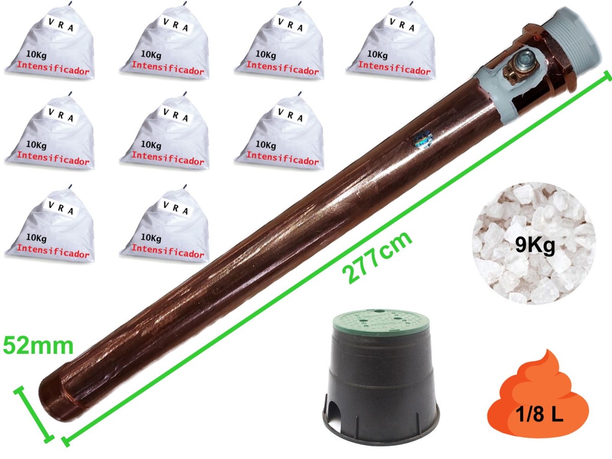 Kit Tierra Física 400A Electrodo Cobre Ionizado Proincomm UTQ9 con Intensificador VRA