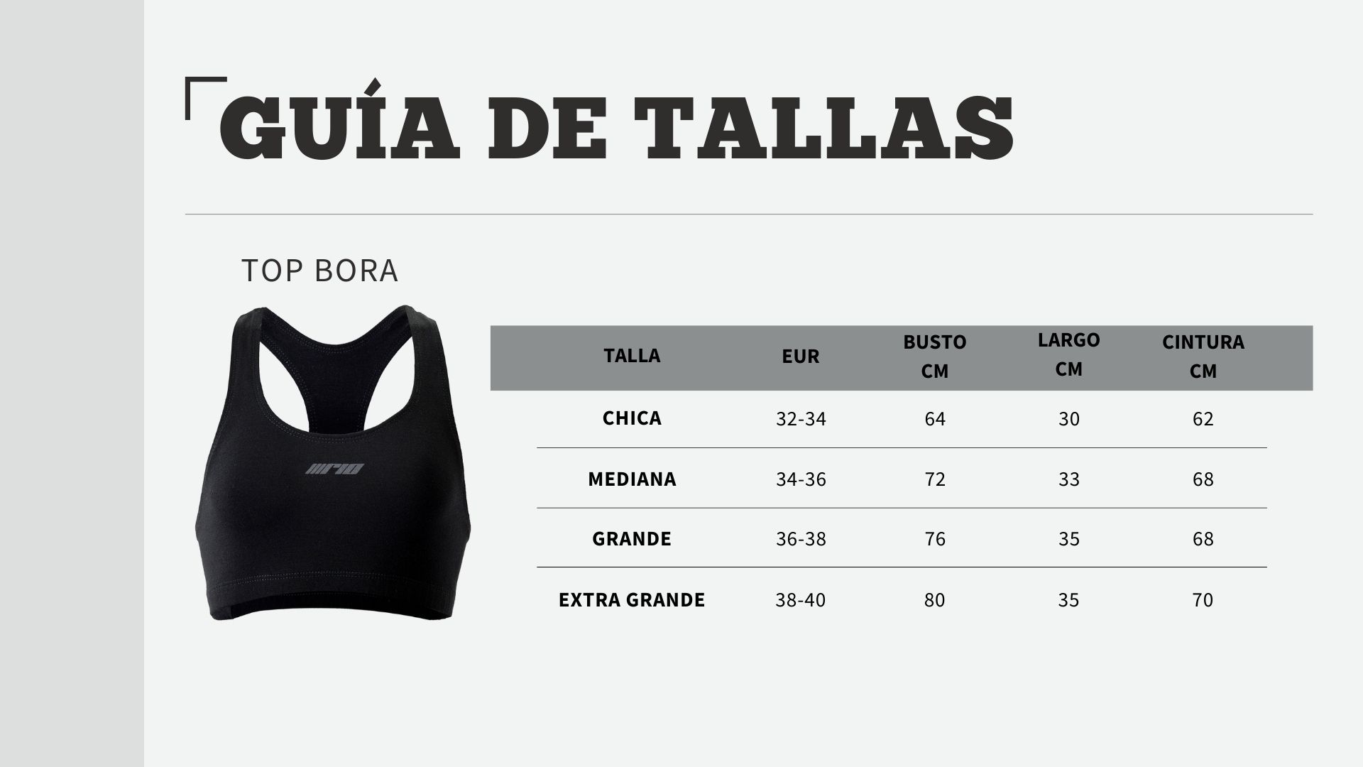 Top Deportivo modelo Bora color Negro para Mujer