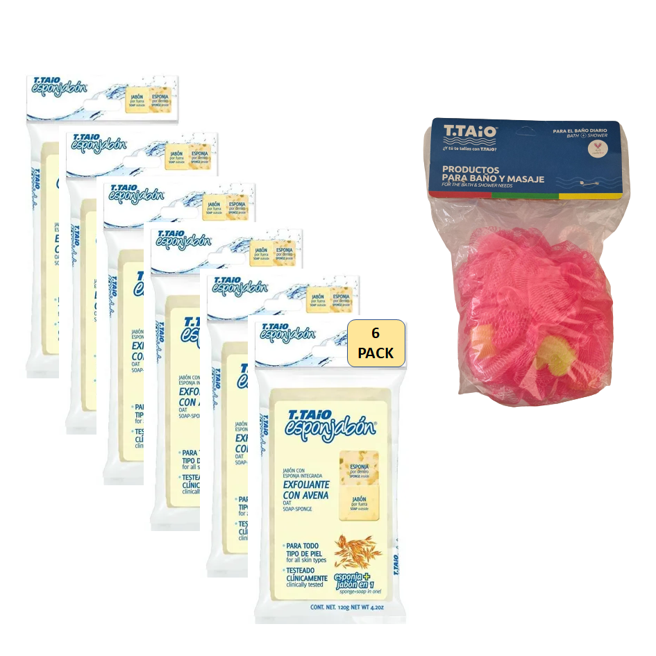 T-taio Esponjabón Exfoliante Avena 6 Pack + Tela Exfoliante