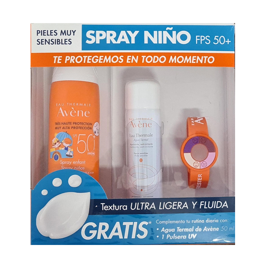 Bloqueador solar avene spray FPS50+ para niños kit