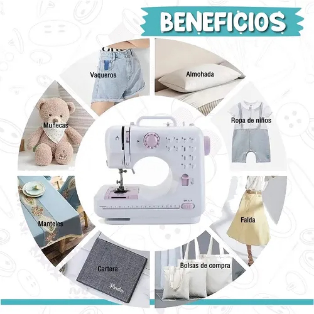 Máquina De Coser Multifunción Portátil Y Eléctrica + Kit