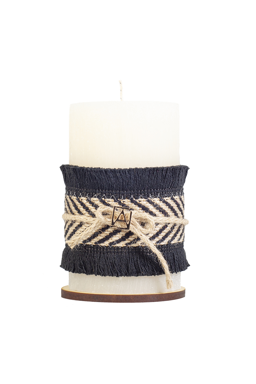 Vela Grande ANGELOZANO decorativa Arómatica Yute Negro