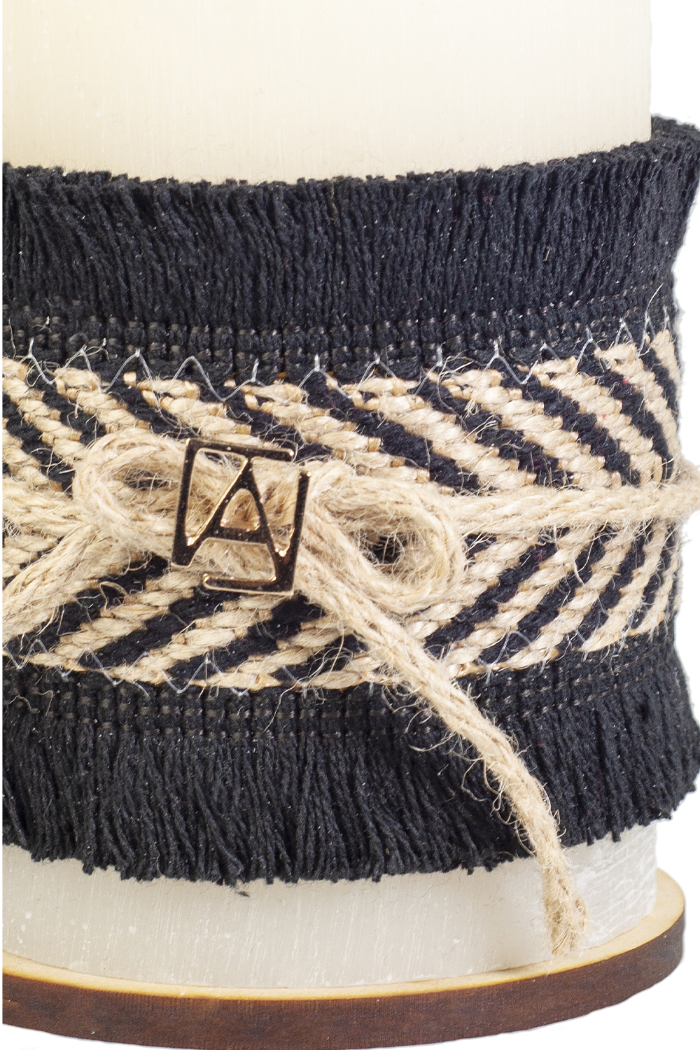 Vela Grande ANGELOZANO decorativa Arómatica Yute Negro