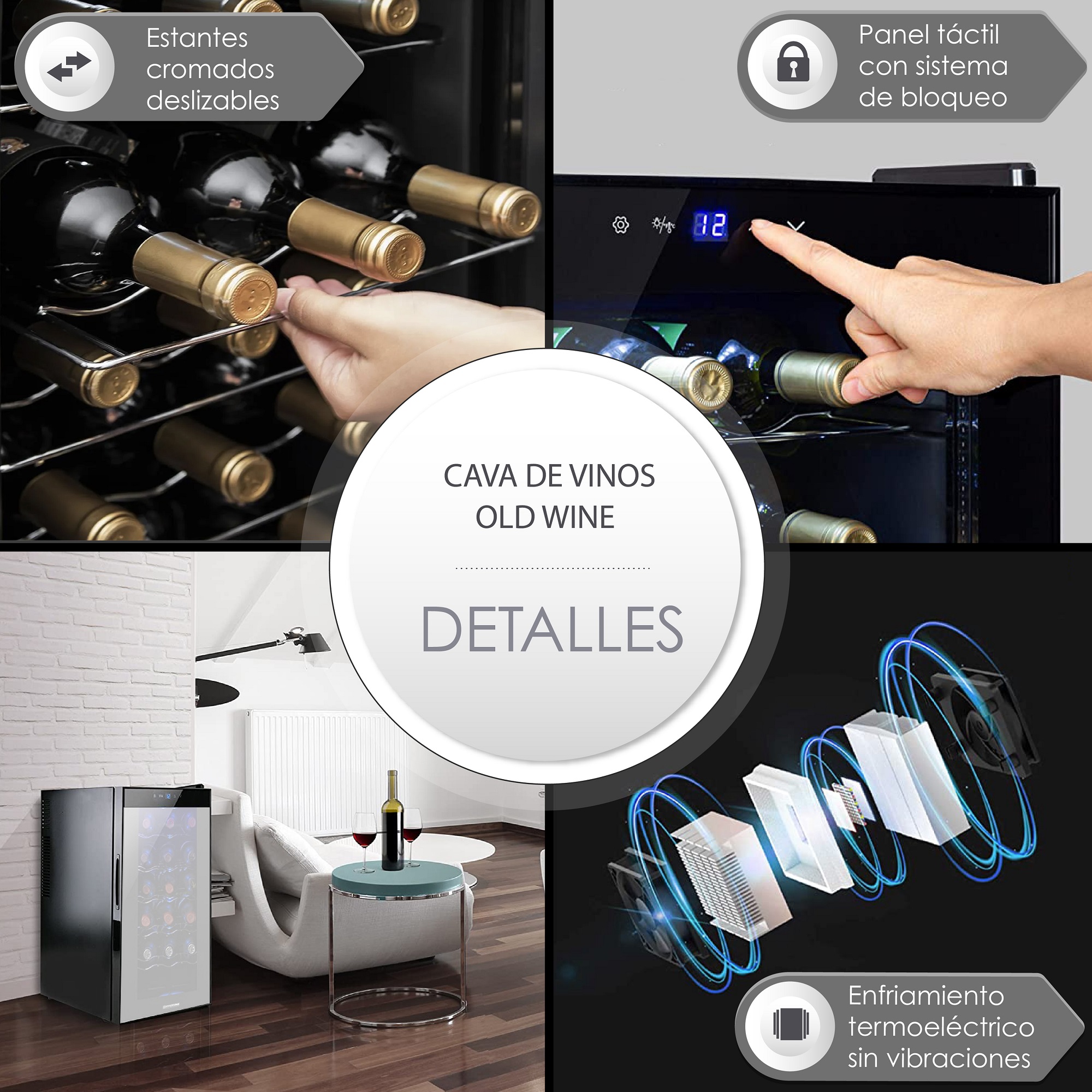 Cava Enfriador de Vinos con capacidad para 18 Botellas, modelo Old Wine