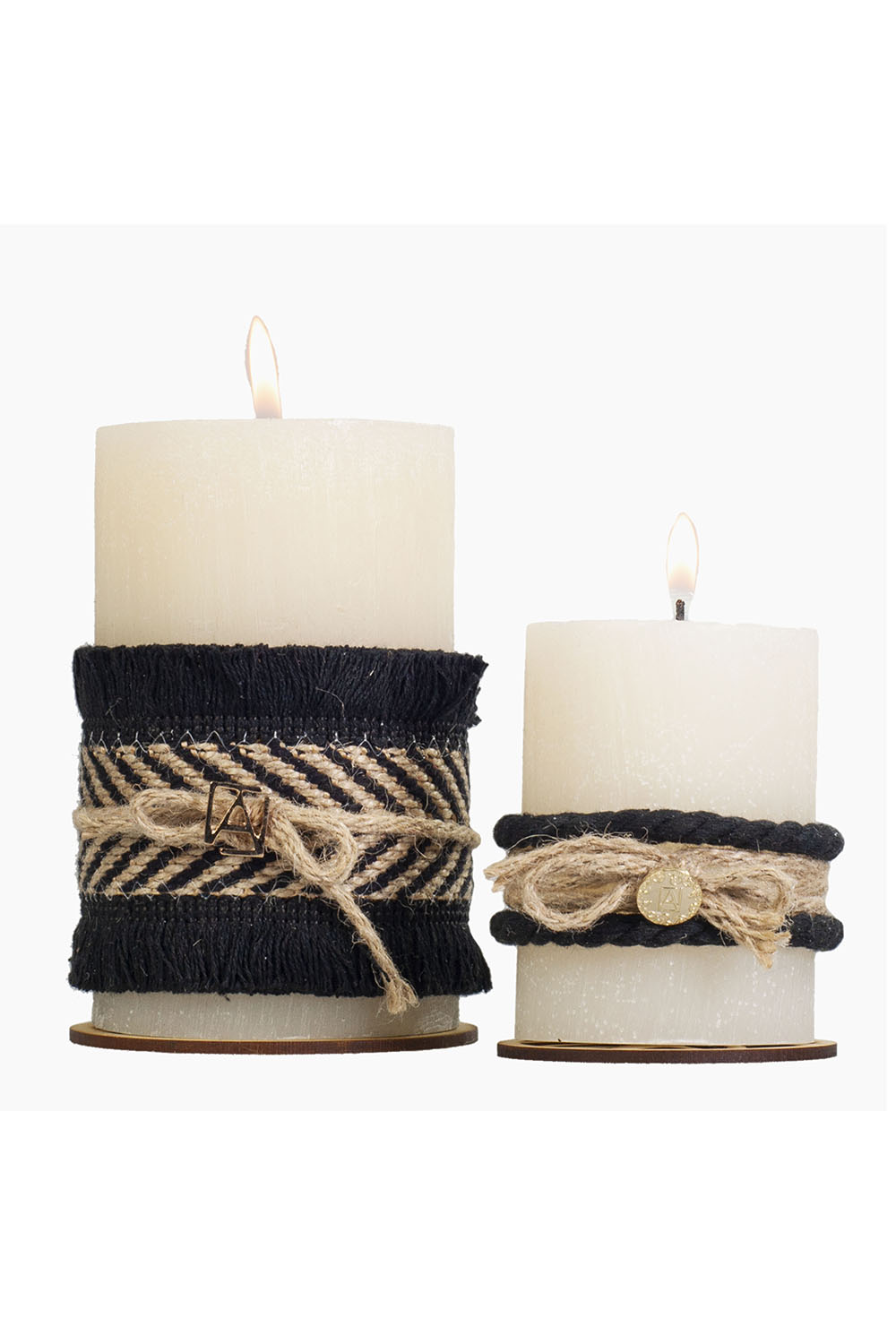 Juego de Velas ANGELOZANO chica y grande  decorativas arómaticas Yute Negro