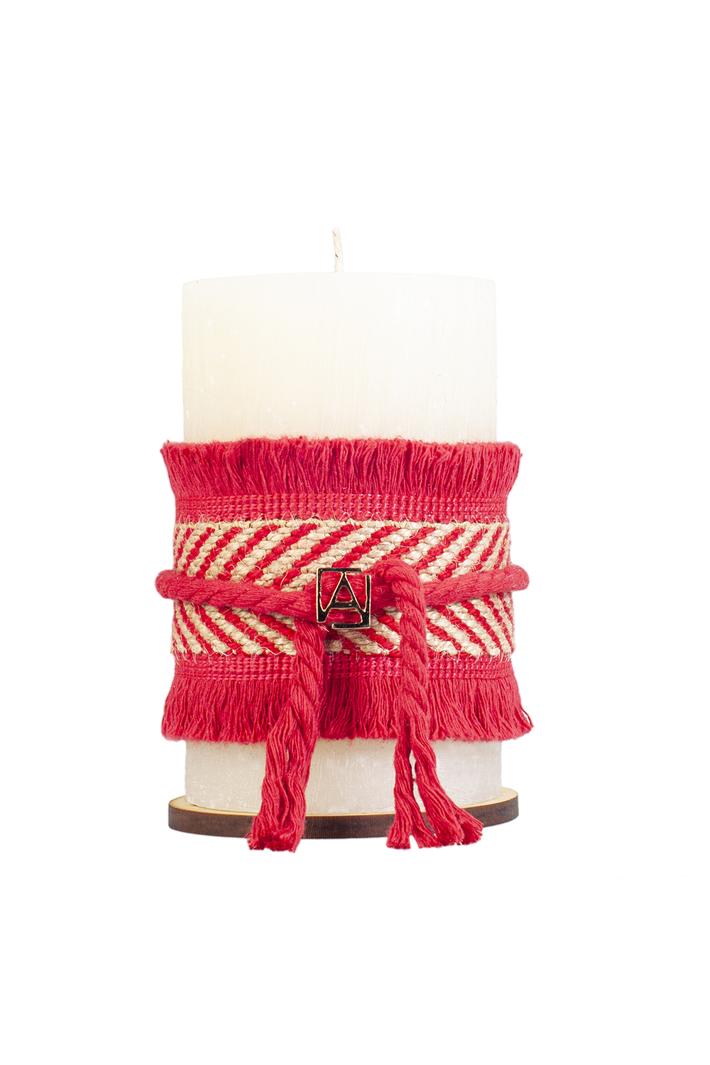 Juego de Velas ANGELOZANO chica y grande  decorativas arómaticas Yute Rojo
