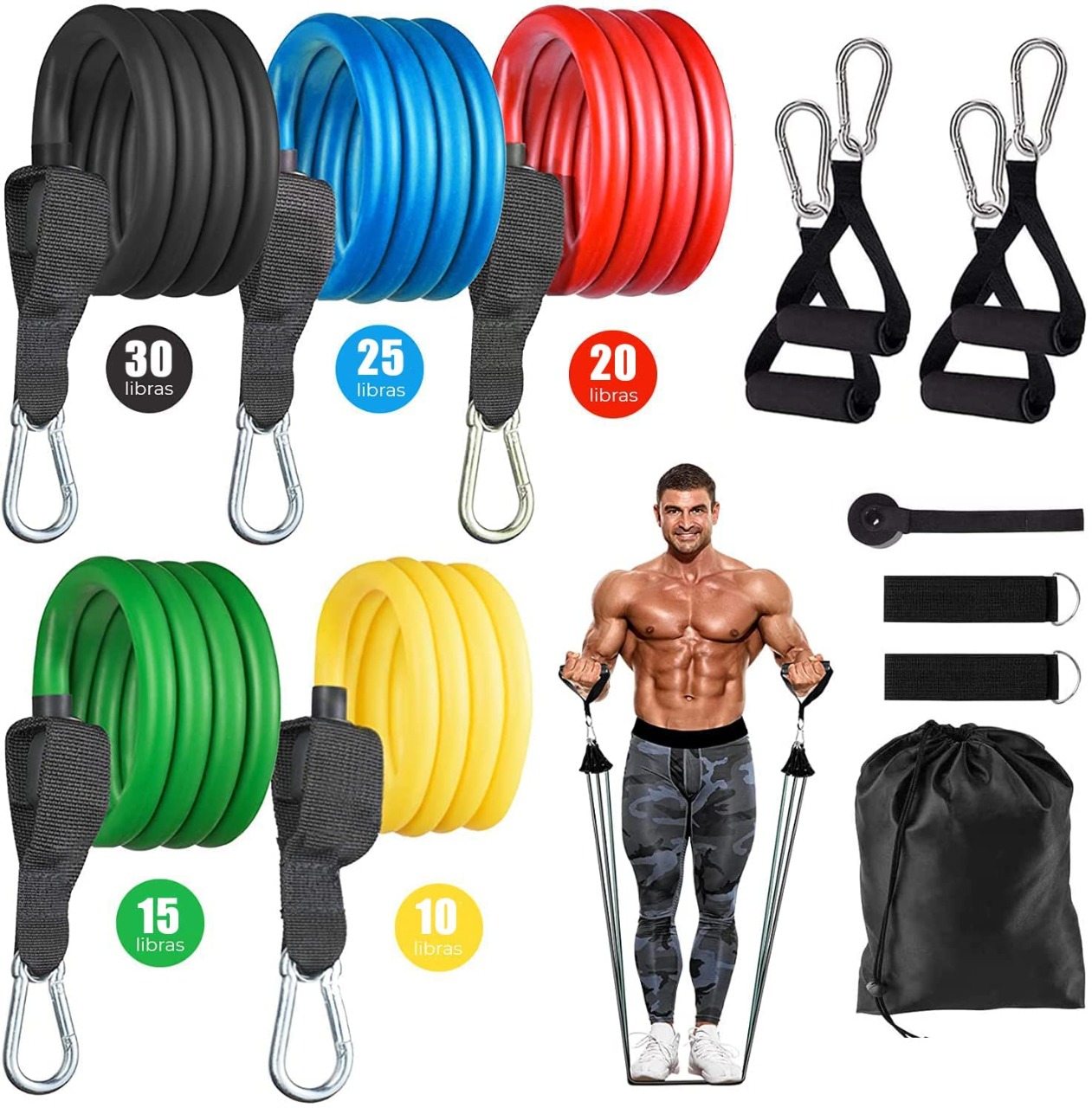 Ligas De Resistencia Onerfit Ejercicio En Casa Kit 11pzs Fuerza Gimnasio