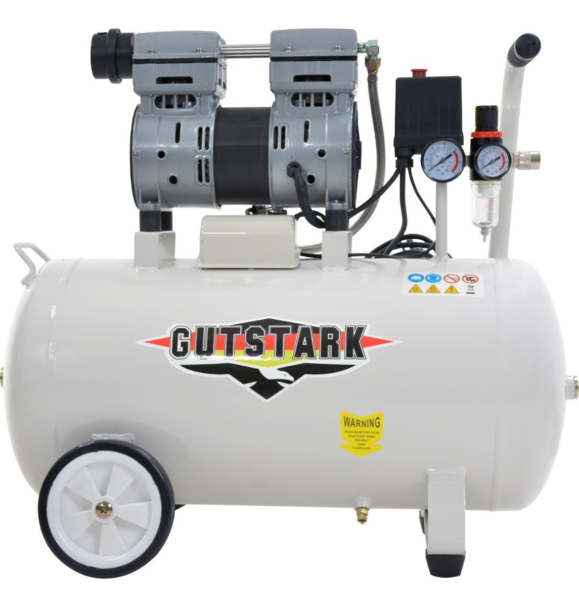 Compresor Aire Electrico 50L Silencioso 1hp 116 psi Tanque Portatil Libre de Aceite 750 W  1680 RPM Gutstark