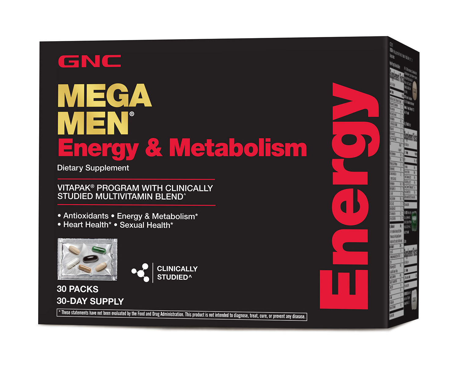 GNC MEGA MEN Energy and Metabolism Vitapak 30 dias Arginina