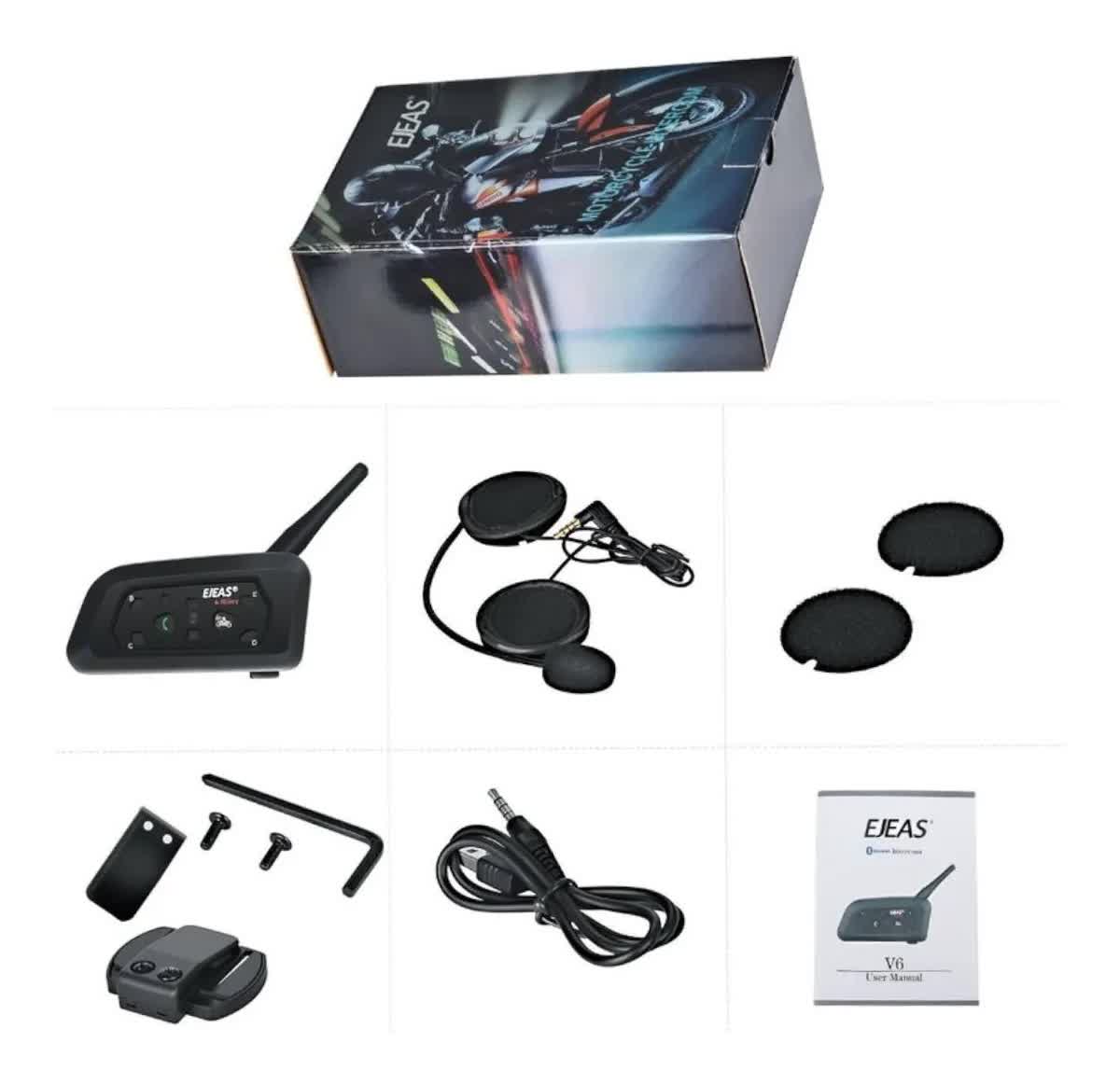 Intecomunicador Para Casco Moto Ejeas V6 Pro Bluetooth 1200m